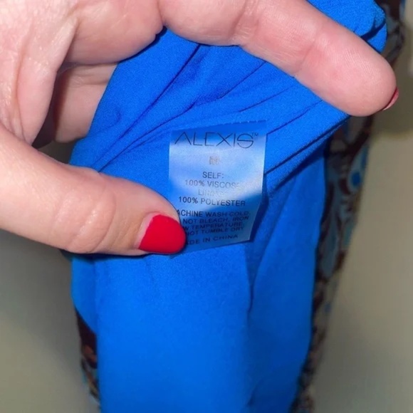 Alexis NWT Nisa Halter Midi Dress Blue Brown Floral Print Size M Resort Wedding - Picture 12 of 12